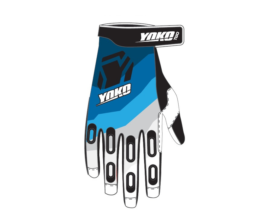 Motokrosové rukavice YOKO TWO černo/bílo/modré XL (10)